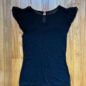 Black Ruffle Sleeve Top